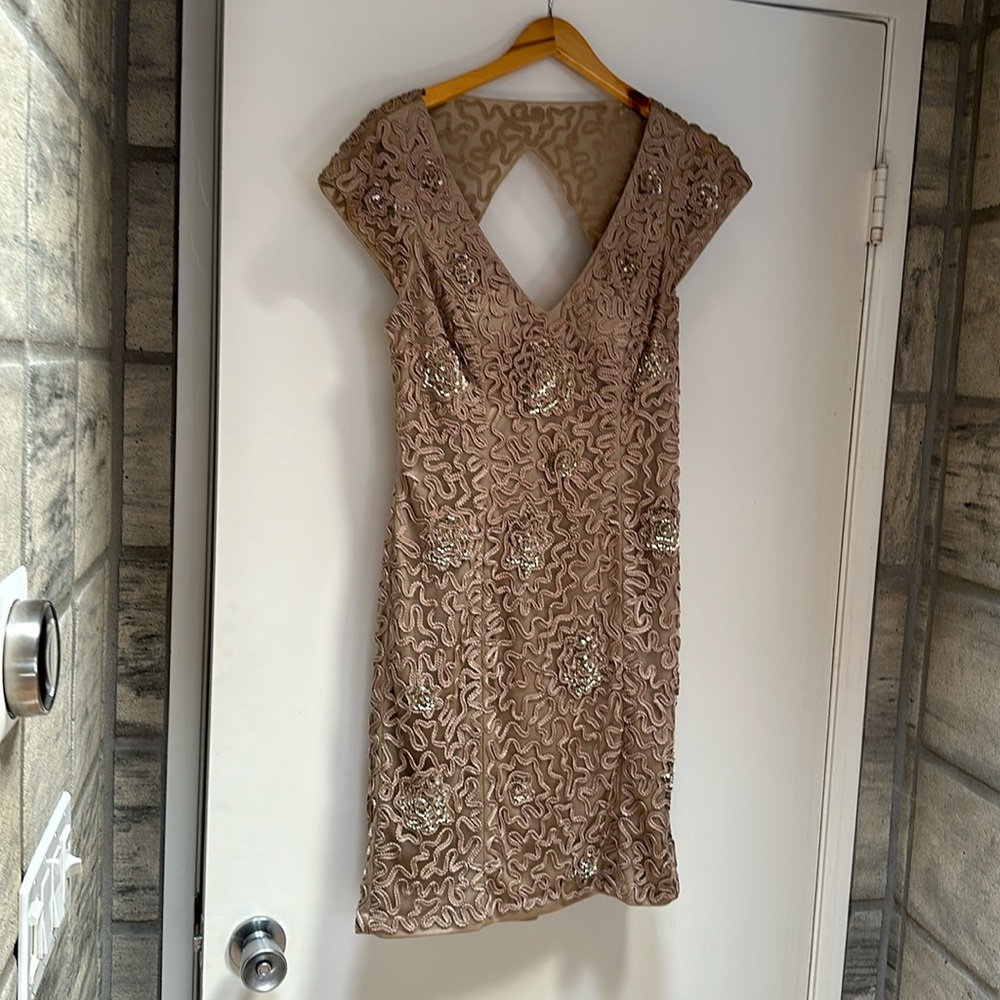 Sue Wong Nocturne Beige/Nude Cocktail Dress